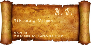 Miklóssy Vilmos névjegykártya